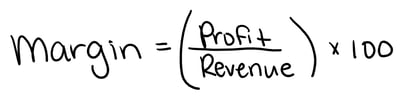 Margin = (Profit / Revenue) x 100